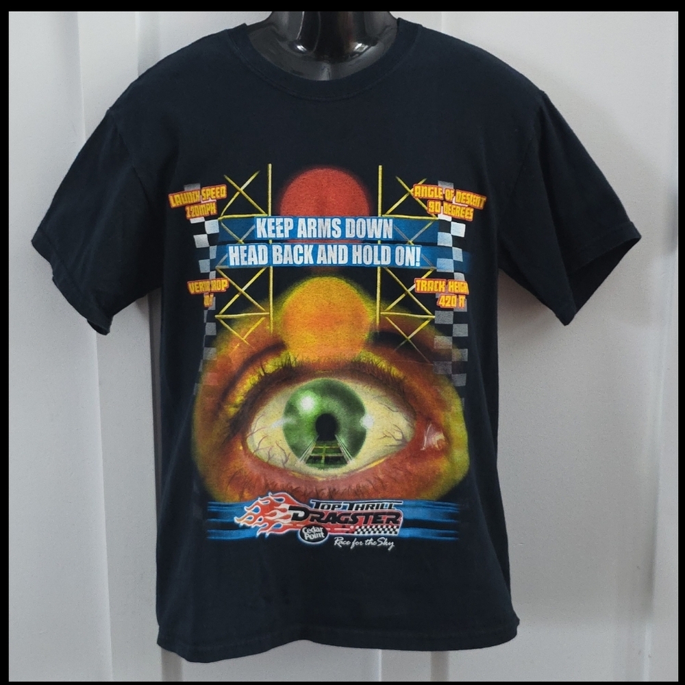 Vintage Cedar Point Top Thrill Dragster Graphic Tee - Y2K Streetwear-size M